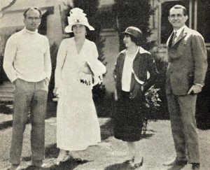 Erling Drangsholt, Gurly Drangsholt, Mary Pickford and Douglas Fairbanks in Hollywood 1925. From Erling Drangsholt by Reidar Lunde.