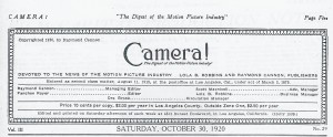 The Camera! masthead (October 30, 1920):5