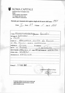 Elvira Giallanella's death certificate. PC