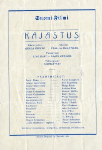 Film programme for Kajastus (1930). KAVI